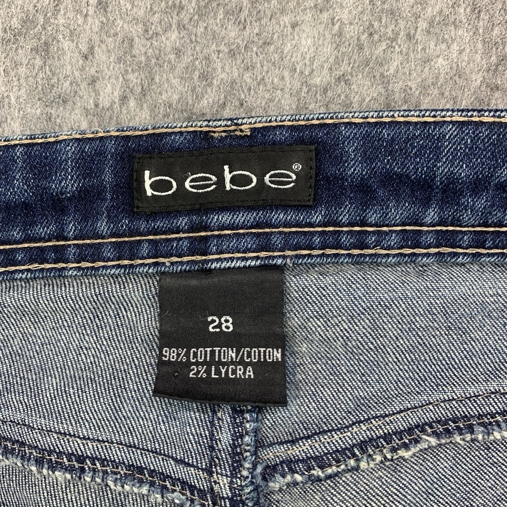 Bebe Women's Denim Blue Jeans Flare Mid Rise Size 28x31.5 - Picture 5 of 14